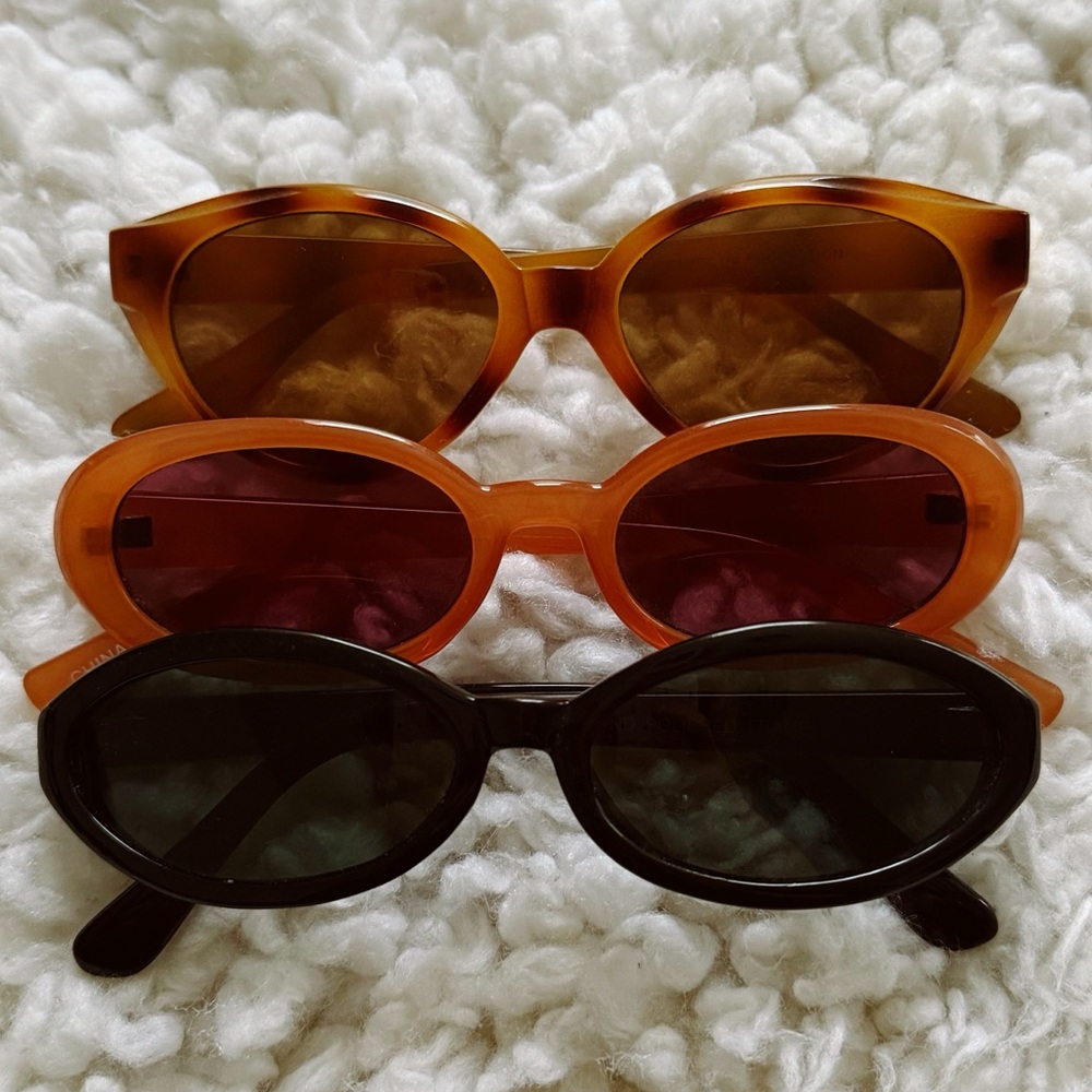 Set of 3 90s-style Oval Sunglasses